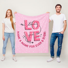Ändra Namn Text Boho KÄRLEK Ord Brev Type Rosa Fleecefilt