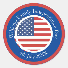 Ändra Namn Text USA flagga Independence day juli 4 Runt Klistermärke