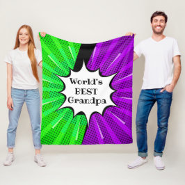Ändra Namn World Best Grandpa Grönt Lila Tecknad Fleecefilt