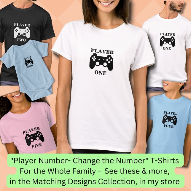 Ändra nummer, spelare One Matching Dam Gamer T Shirt (Skapare uppladdad)