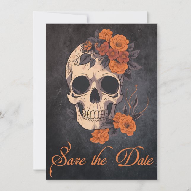Ändra Orange Bouquet på Cream Skull STD Inbjudningar (Framsida)