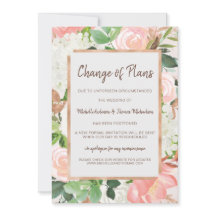 Ändra Planer Bröllop Vattenfärg Guld Blommig Rosa