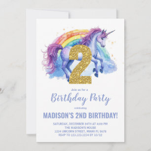Andra regnbågsinbjudningar till Unicorn Birthday Inbjudningar