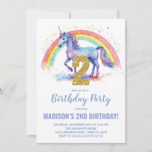 Andra regnbågsinbjudningar till Unicorn Birthday Inbjudningar