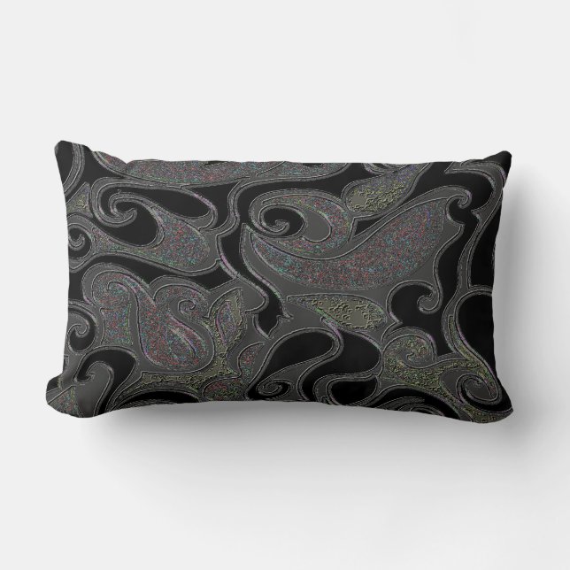 Ändra rektangeln Färg Wacky Retro Swirl Lumbarkudde (Framsida)