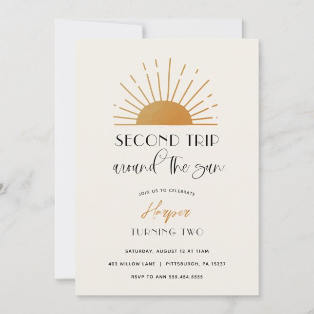 Andra Resa runt Sol:s födelsedag Inbjudningar (Framsida)