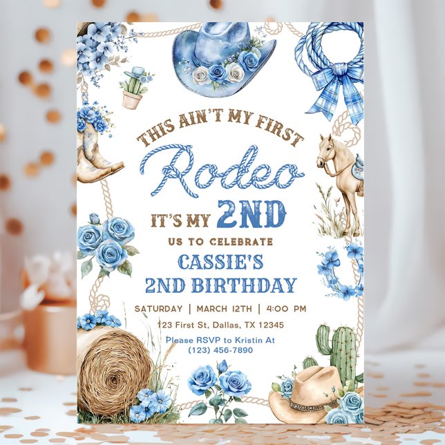 Andra Rodeo Cowboy Vilda Västern Födelsedagsfest Inbjudningar (Skapare uppladdad)