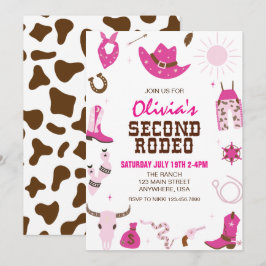 Andra Rodeo Hot Pink Western 2-årsfest Inbjudningar