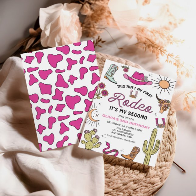 Andra Rodeo Rosa Western 2-årsdag Inbjudningar (Skapare uppladdad)