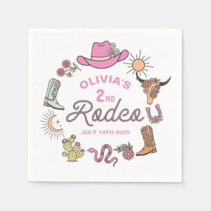 Andra Rodeo Rosa Western Cowboy 2-årsdag Pappersservett