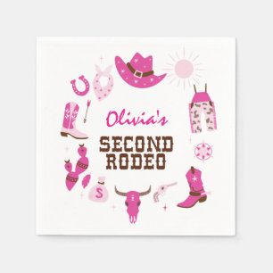 Andra Rodeo Rosa Western Cowboy 2-årsdag Pappersservett