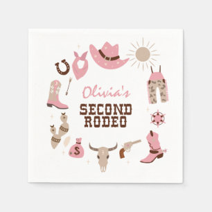Andra Rodeo Rosa Western Cowboy 2-årsdag Pappersservett