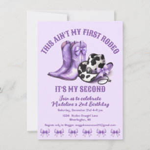 Andra Rodeo Western Bows Lila Cowgirl Birthday Inbjudningar