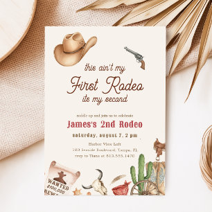 Andra Rodeo Western Cowboy 2-årsdag Inbjudningar