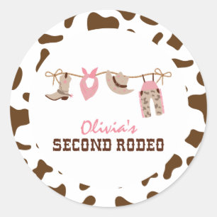 Andra Rodeo Western Cowboy 2-årsdag Runt Klistermärke