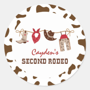 Andra Rodeo Western Cowboy 2-årsdag Runt Klistermärke