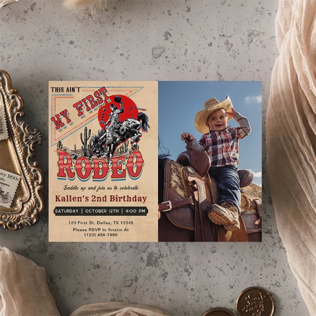 Andra Rodeo Western Cowboy, andra fotodagen Inbjudningar (Skapare uppladdad)