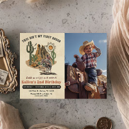 Andra Rodeo Western Cowboys 2:a födelsedagsfoto Inbjudningar