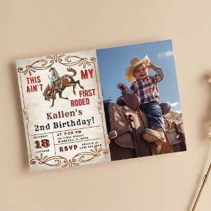 Andra Rodeo Western Cowboys 2:a födelsedagsfoto Inbjudningar
