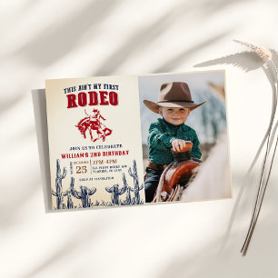 Andra Rodeo Western Cowboys 2:a födelsedagsfoto Inbjudningar