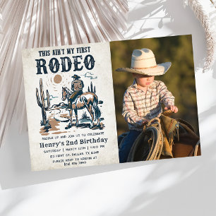 Andra Rodeo Western Cowboys 2:a födelsedagsfoto Inbjudningar