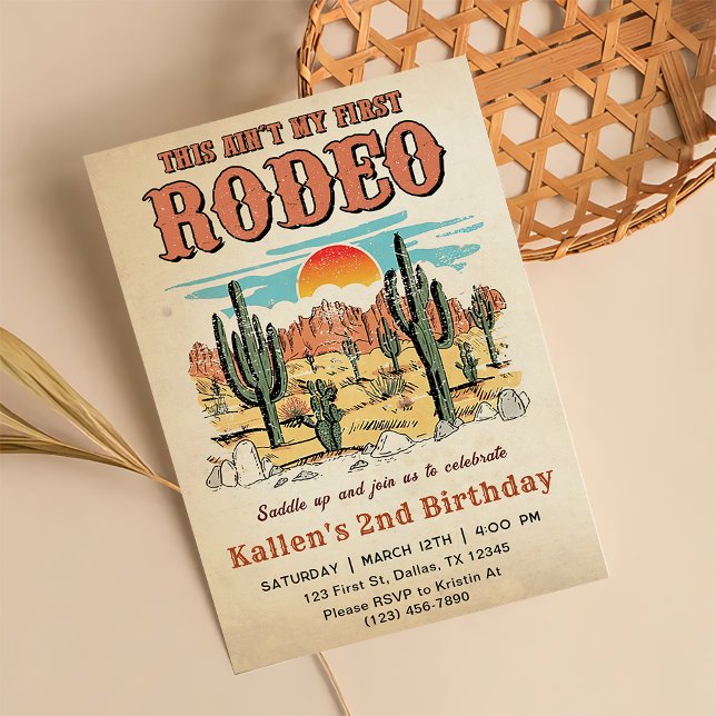 Andra rodeo Western Cowboys andra födelsedagsinbju Inbjudningar (Skapare uppladdad)
