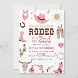 Andra Rodeo Western Cowgirl 2-års födelsedag Inbjudningar