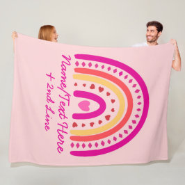 Ändra Rosan Lägg till Namn, Boho Rainbow Hearts Fleecefilt