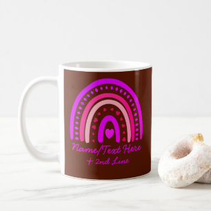 Ändra Rosan Namn Boho Rainbow Heart Brown Kaffemugg