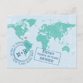 Ändra schemaläggning för målbröllopsresa meddelande vykort