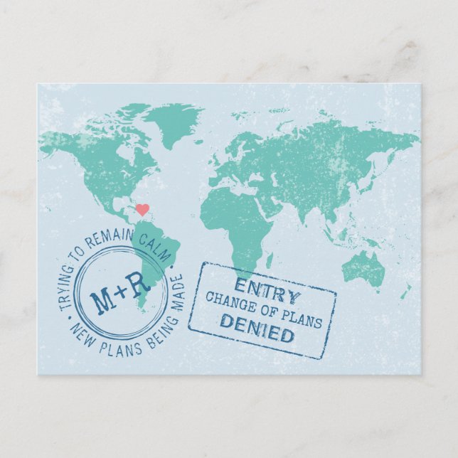 Ändra schemaläggning för målbröllopsresa meddelande vykort (Framsida)