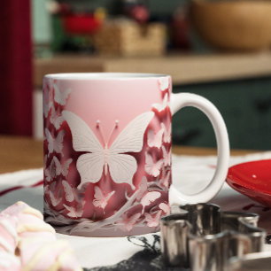 Ändra SIP:3D Pastel Rosa Butterfly Mugg