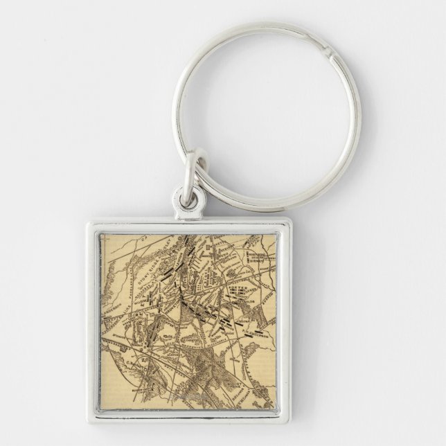 Andra slaget vid Bull Springa 3 Fyrkantig Silverfärgad Nyckelring (Framsidan)