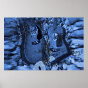 Ändra Sten-gitarrer i de blå djupen Poster