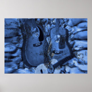 Ändra Sten-gitarrer i de blå djupen Poster