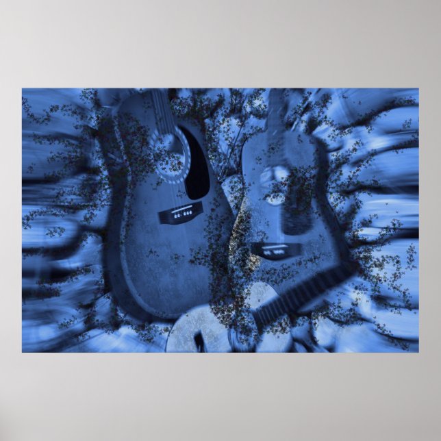 Ändra Sten-gitarrer i de blå djupen Poster (Framsidan)