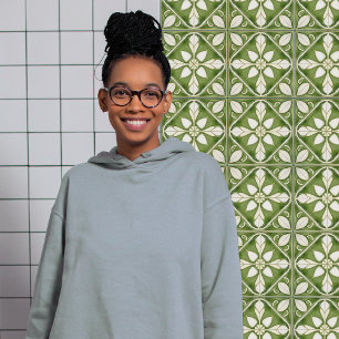 Ändra Symmetrisk Oliv grönt peridot-Blommigt Kakelplatta