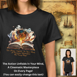 Ändra text, åtgärden visas i ditt sinne, Bok T Shirt