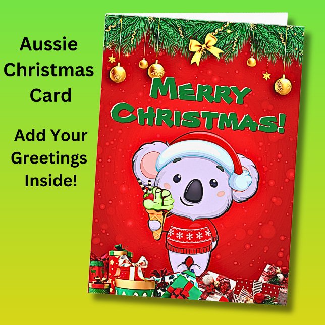 Ändra text, God jul Koala med Ice Cream Kort (Skapare uppladdad)