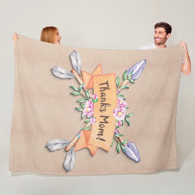 Ändra text Lägg till Namn Boho Blompilar Mjuka bru Fleecefilt (På plats)