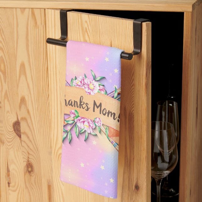 Ändra text Lägg till Namn Boho Blompilar Mjuka bru Kökshandduk (Thirds Fold)