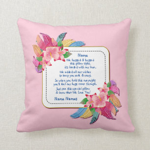 Ändra text Lägg till Namn Boho Flower Feathers H Kudde