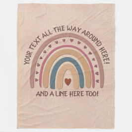 Ändra text Lägg till Namn Boho Rainbow Heart Soft  Fleecefilt