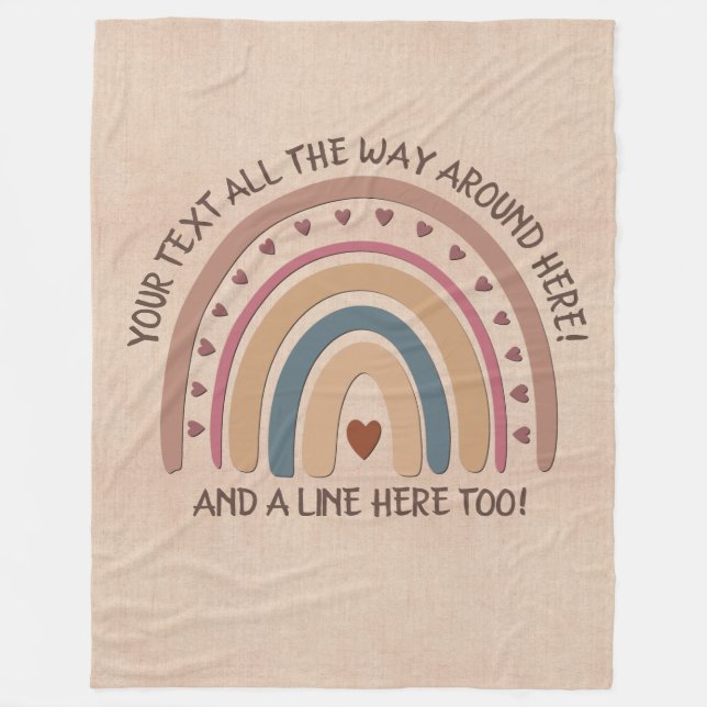 Ändra text Lägg till Namn Boho Rainbow Heart Soft  Fleecefilt (Framsidan)