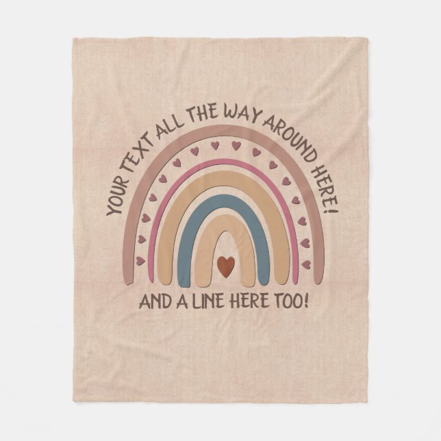 Ändra text Lägg till Namn Boho Rainbow Heart Soft  Fleecefilt (Framsidan)