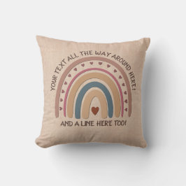 Ändra text Lägg till Namn Boho Rainbow Heart Soft  Kudde