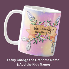 Ändra text Lägg till Namn Gigi Boho Flower Pilar P Kaffemugg