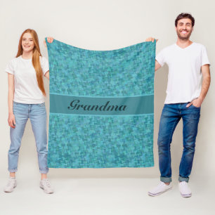Ändra text Namn Grandma Grandmor Blue Teal Fleecefilt