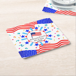Ändra text USA flagga Independence day juli 4 Underlägg Papper Kvadrat