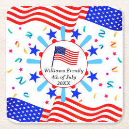 Ändra text USA flagga Independence day juli 4 Underlägg Papper Kvadrat